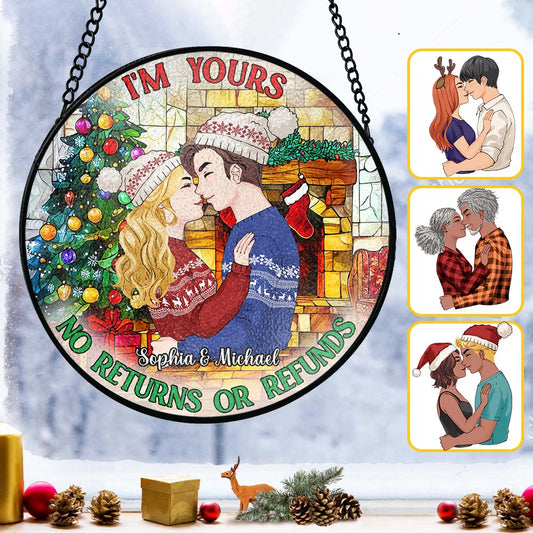No Returns Or Refunds - Personalized Couple Stained Glass Suncatcher