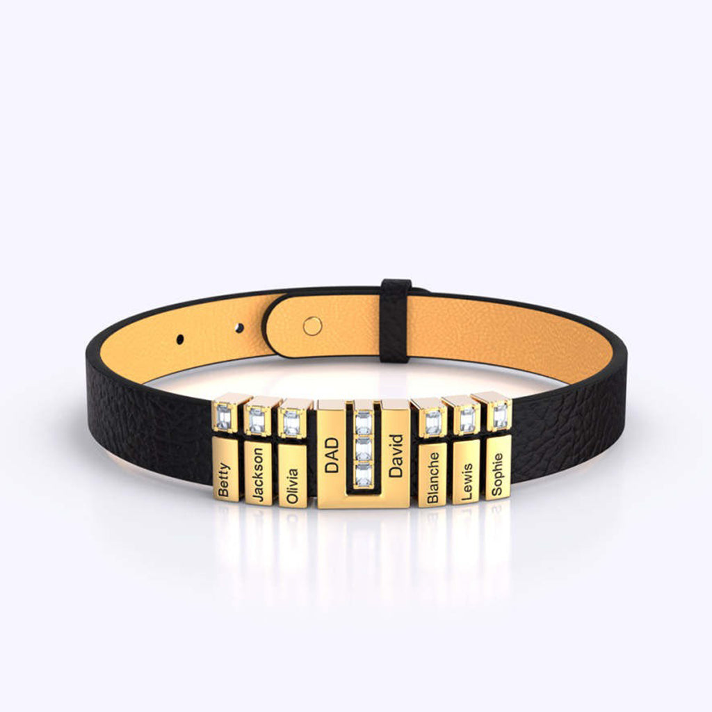 Dad's Bracelet With Charms - Personalized Father Men's Bracelet With Charms