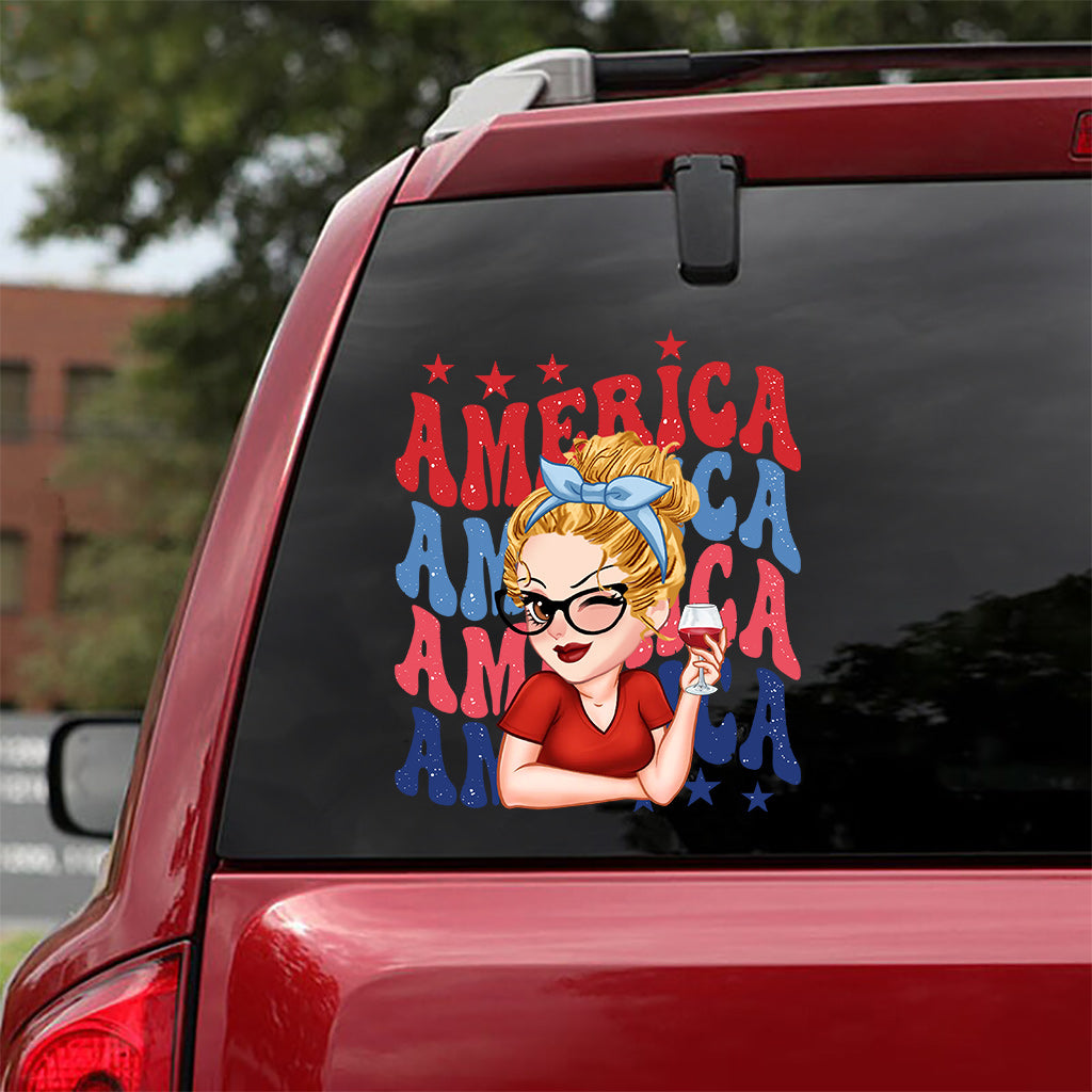 American Girly - Personalized Independence Day/ 4th of July Decal Full