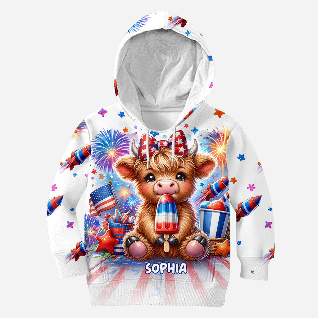 4th Of July Highland Cow - Personalized All Over Shirt