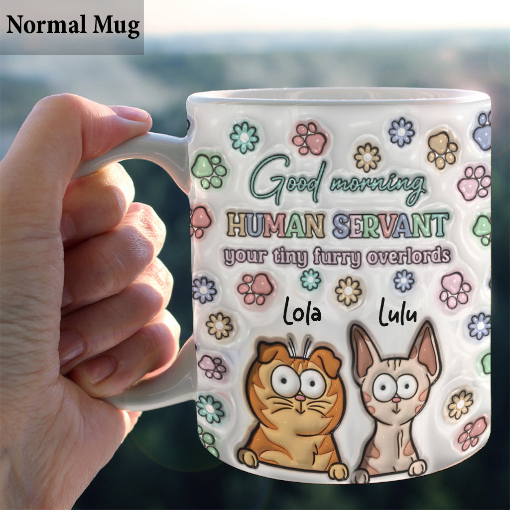 Guten Morgen, menschlicher Diener (Katze) – personalisierte Katzentasse