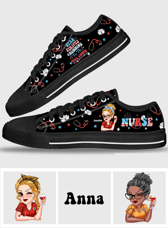 Nurse Life 4th Of July - Personalized Nurse Low Top Shoes
