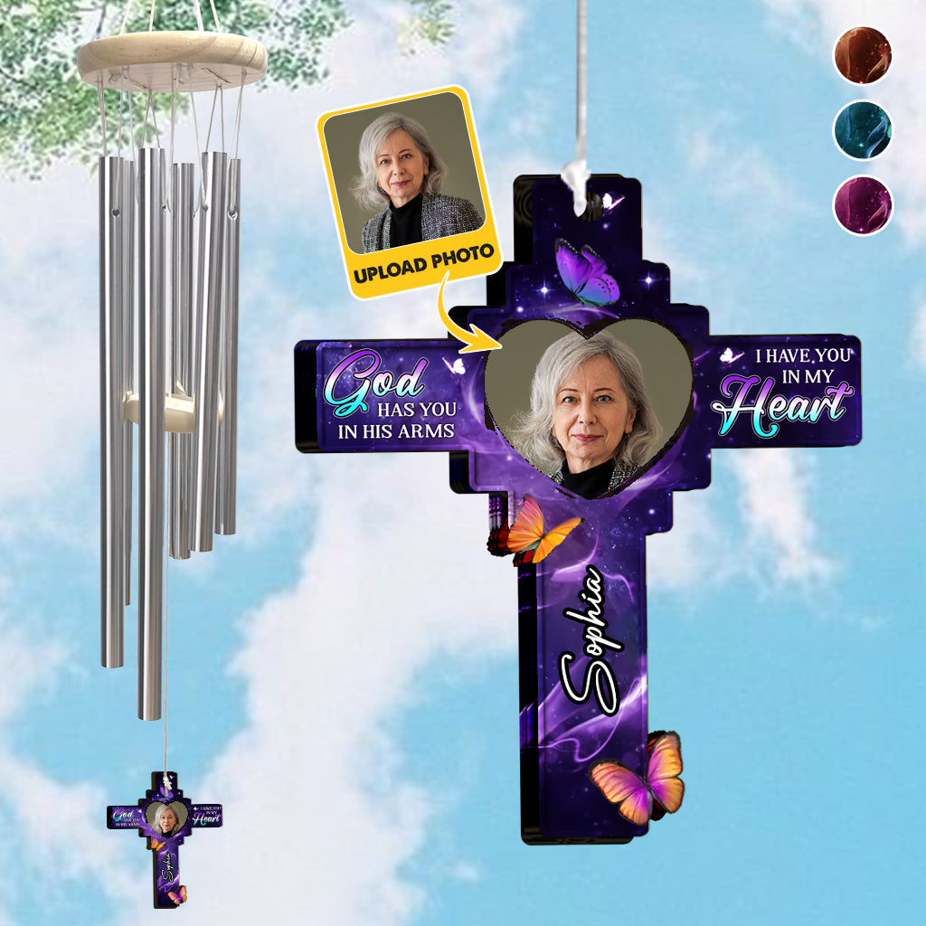 God Has You In His Arm, I Have You In My Heart - Personalized Memorial Wind Chime
