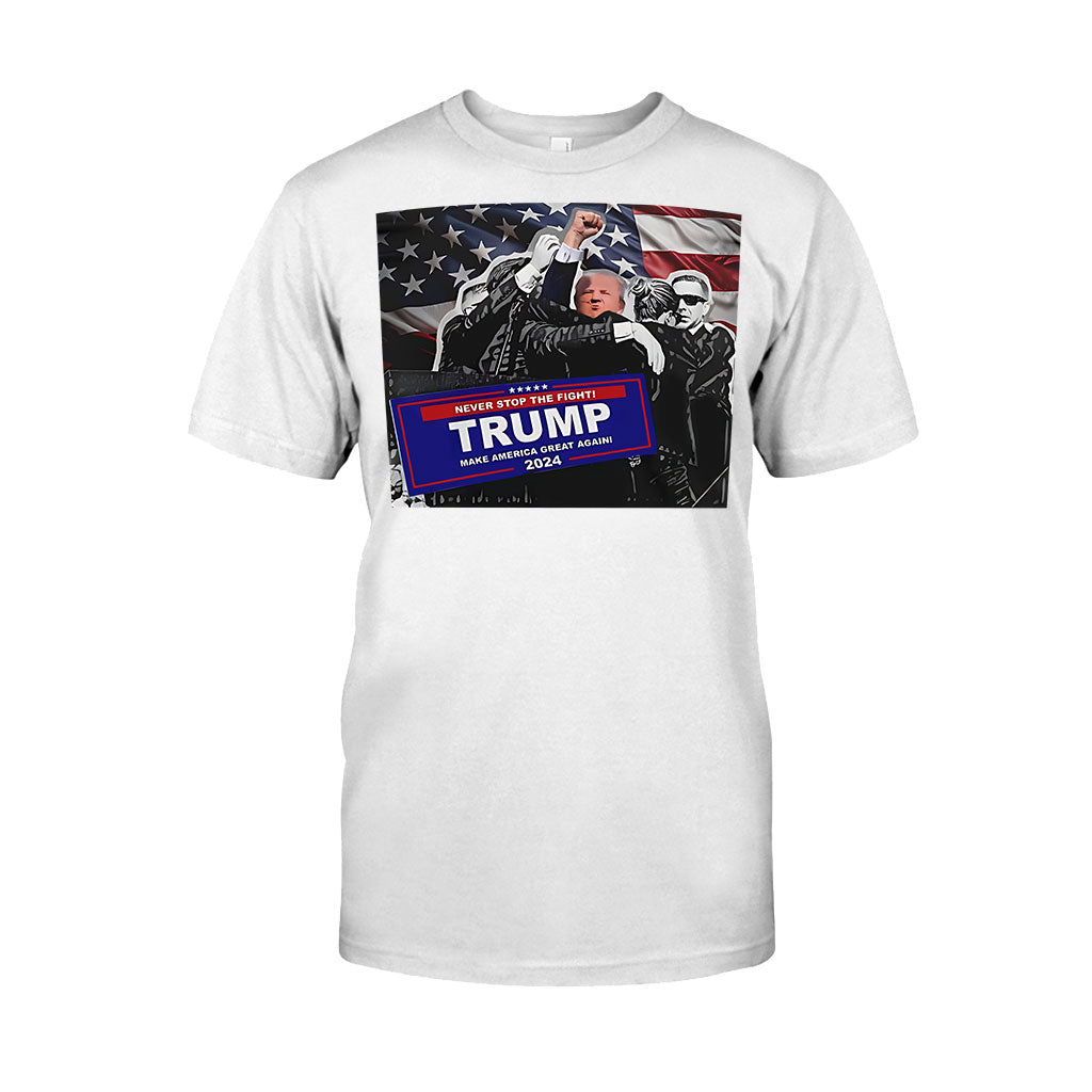 T-shirt « Unis nous sommes forts », T-shirt « Jamais de reddition », T-shirt « Luttons pour l’Amérique », T-shirt « Rassemblement 2024 », T-shirt « Luttons, combattons, combattons »