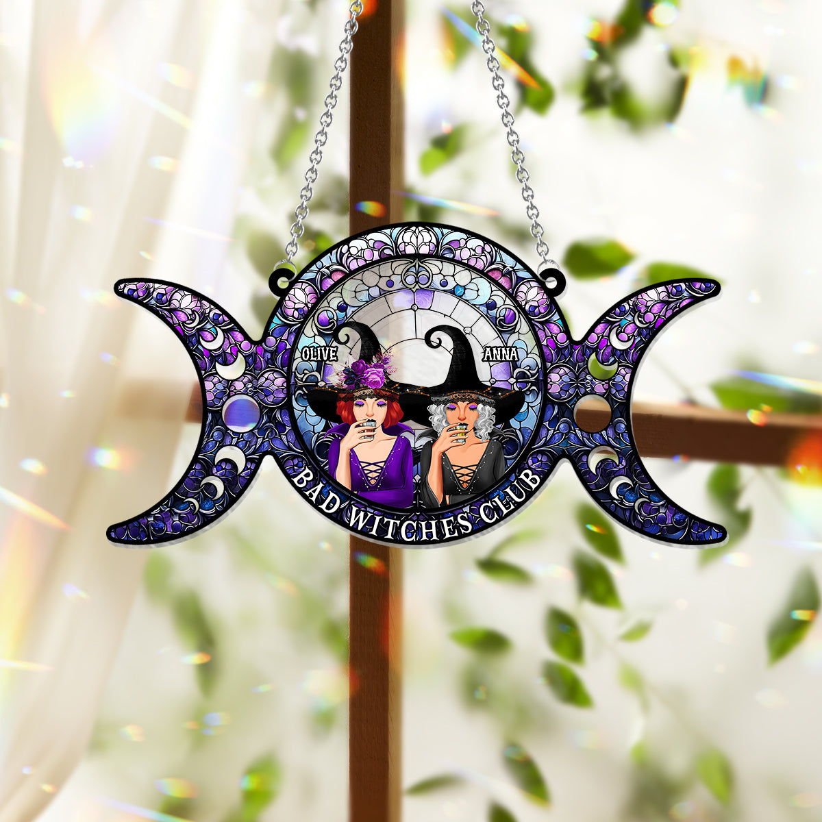 We Are Not Sugar & Spice - Personalized Witch Window Hanging Suncatcher Ornament