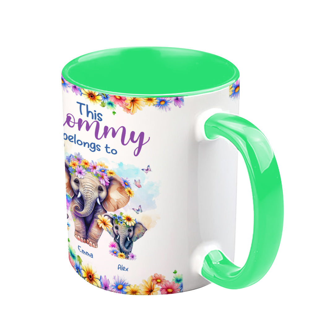Elephants This Mommy Belongs To - Personalized Mother Accent Mug