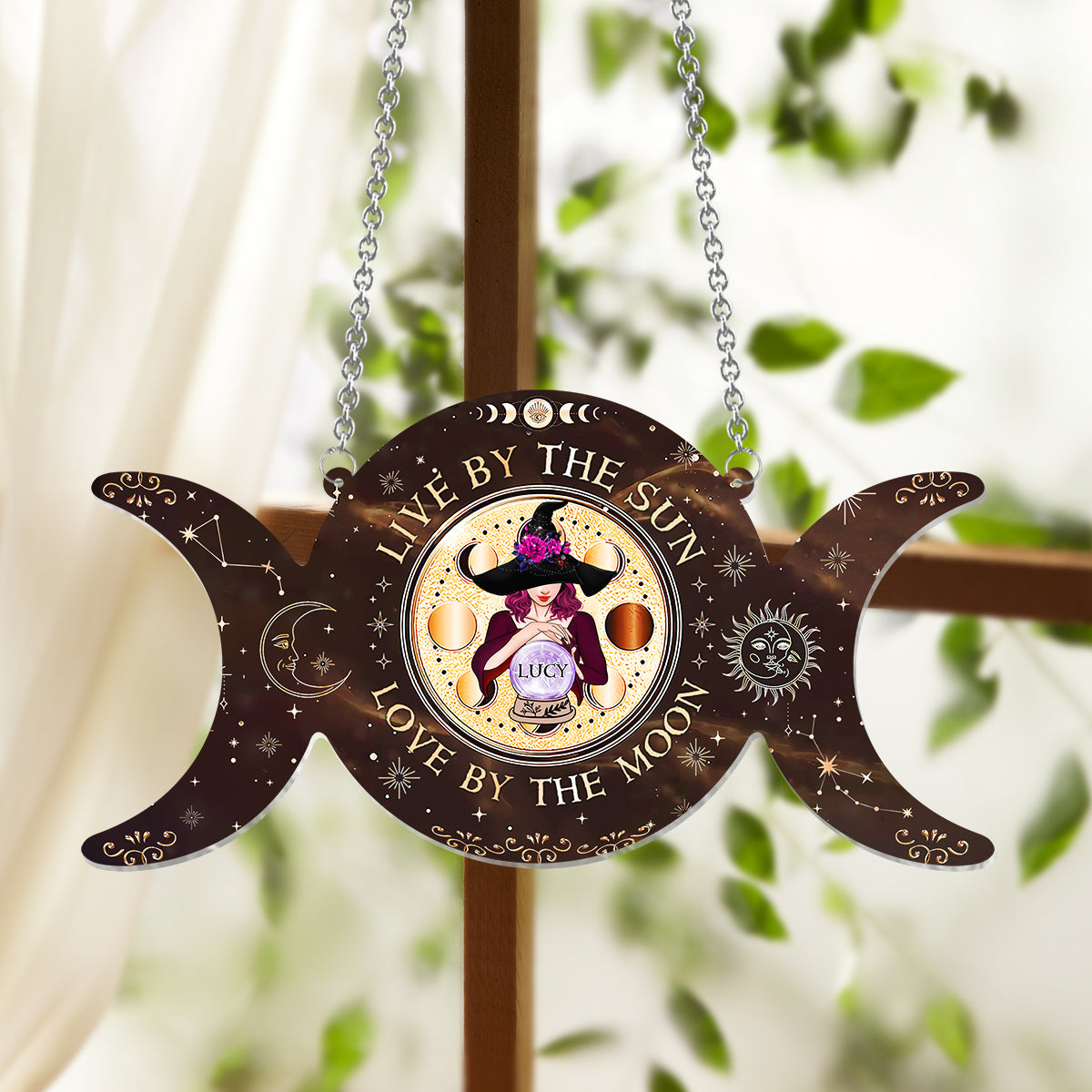 As Above So Below - Personalized Witch Window Hanging Suncatcher Ornament