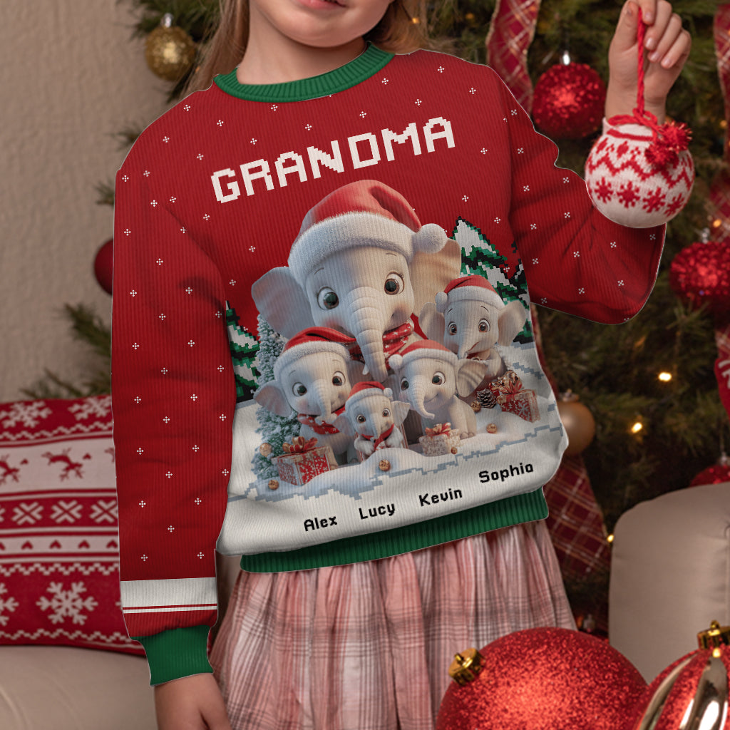 Beliebiger Titel: Niedlicher Elefant – Personalisierter Oma-Pullover