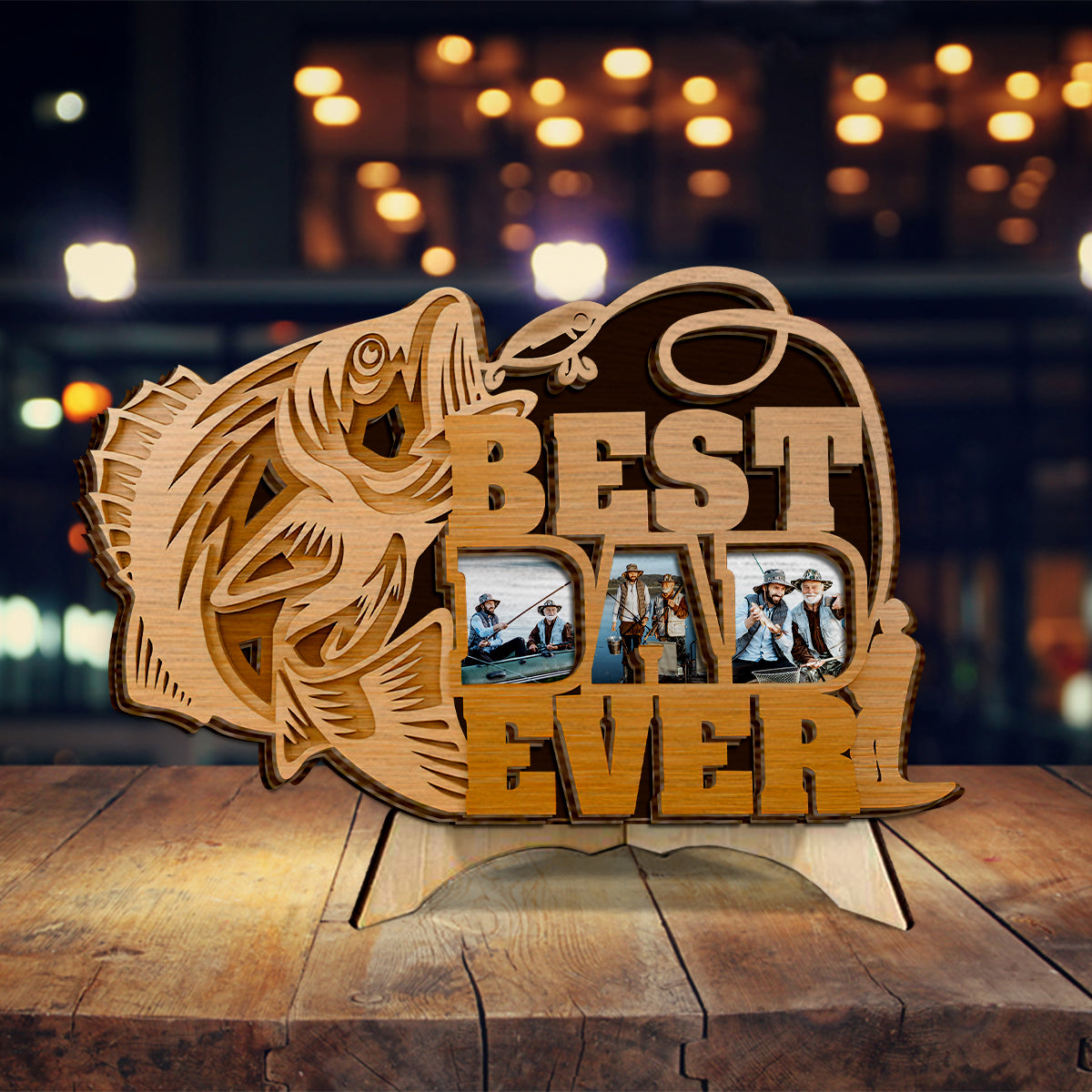 Best Dad Ever - Personalized Father 2 Layered Wood Sign / Wood Plaque