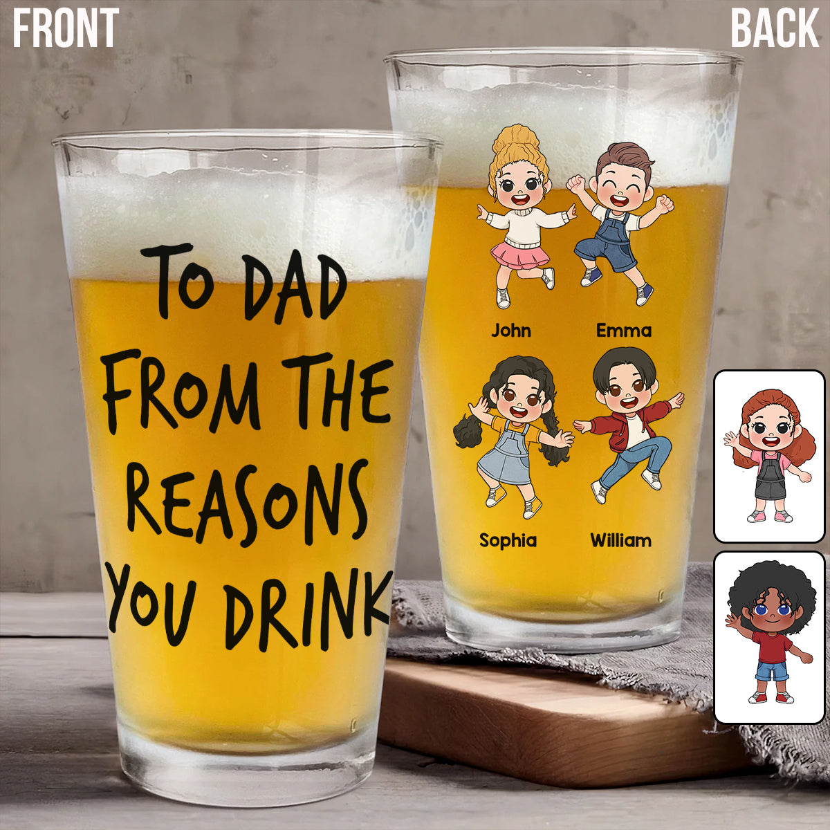 Reasons To Drink - Personalized Father Beer Glass