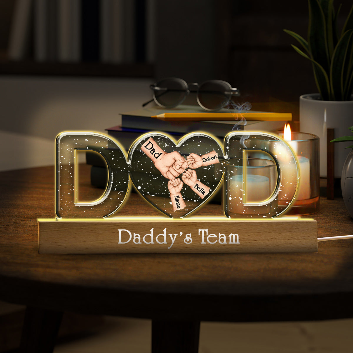 Daddy's Team - Personalized Father Custom LED Night Light