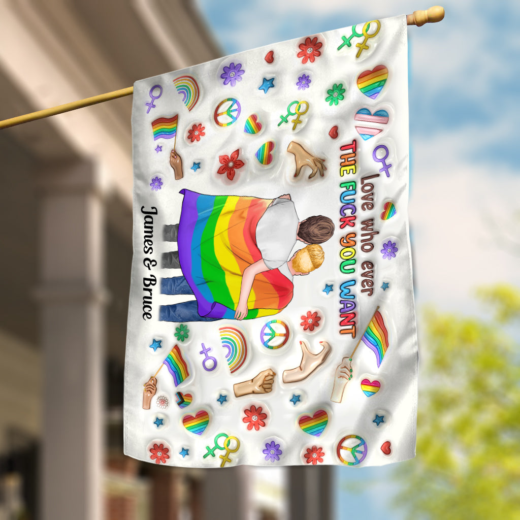 Aimez qui vous voulez - Drapeau de maison personnalisé pour le soutien LGBT