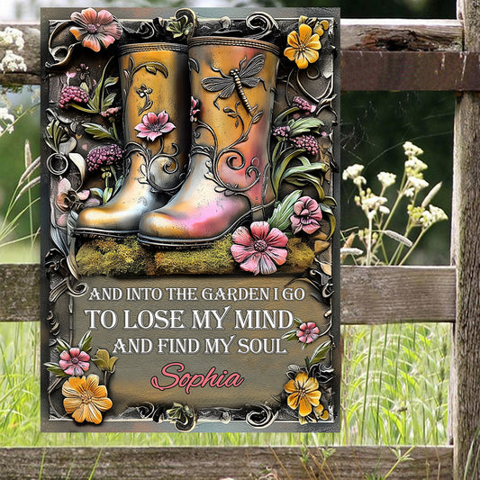 Into The Garden I Go - Personalized Gardening Rectangle Metal Sign
