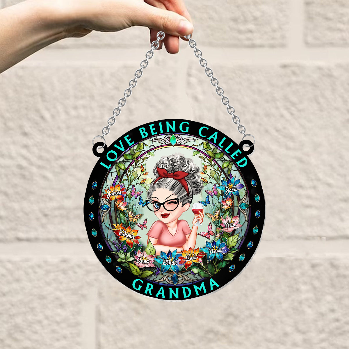 Grandma's Garden - Personalized Grandma Window Hanging Suncatcher Ornament