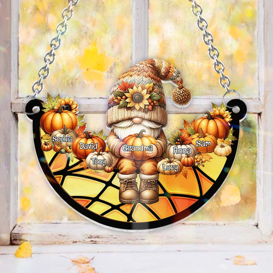 Grandma Life Fall Vibes - Personalized Grandma Window Hanging Suncatcher Ornament