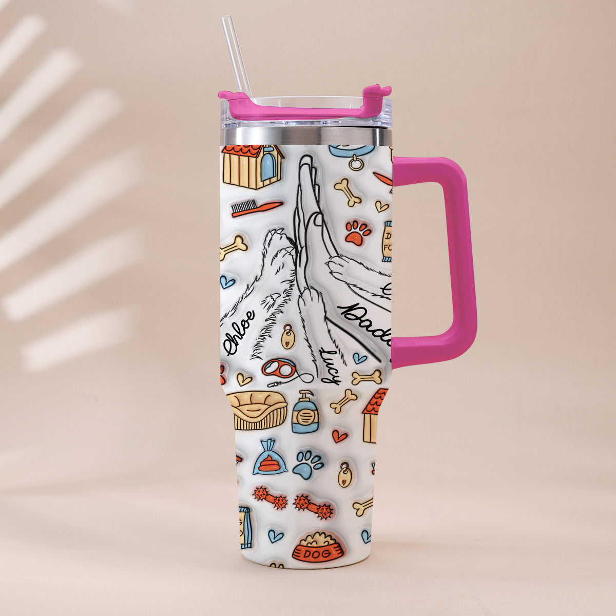 Best Dog Dad Ever - Personalized Father Tumbler With Handle