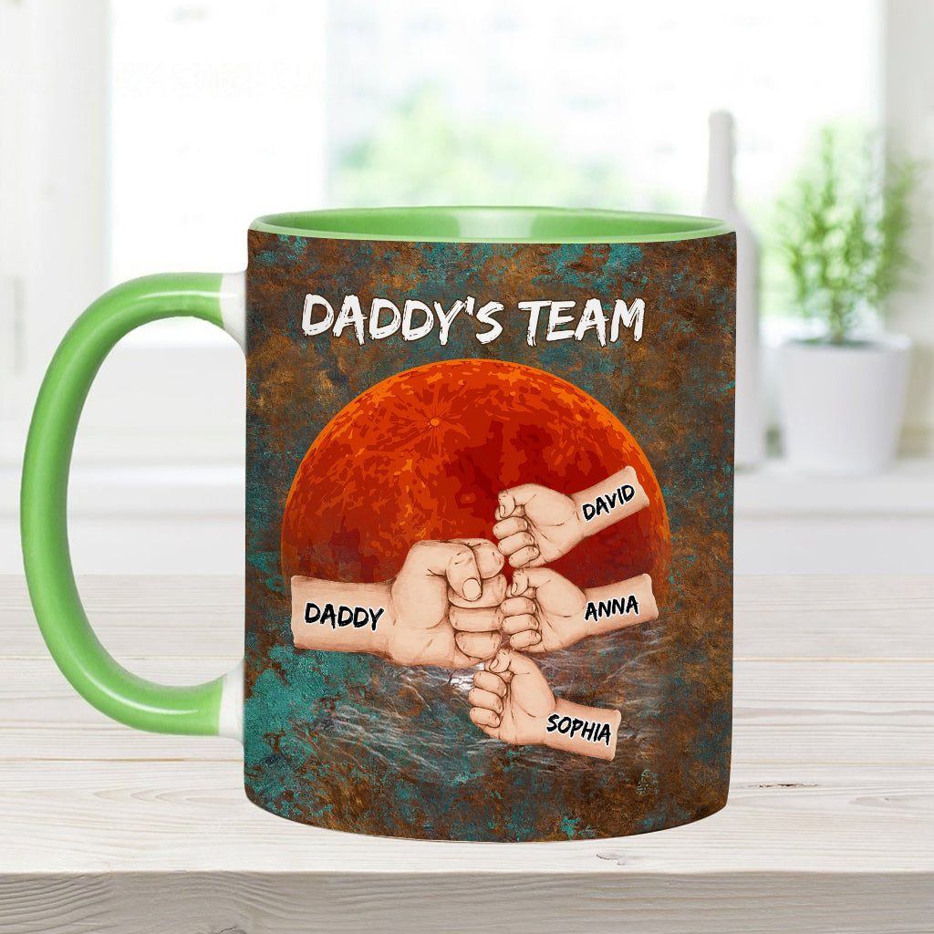 Daddy's Team - Personalized Father Accent Mug
