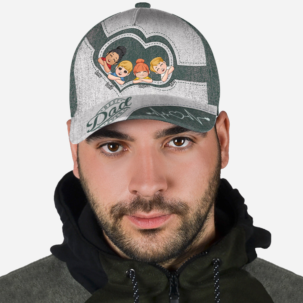 Dad's Heart Best Dad Ever - Personalized Father Classic Cap