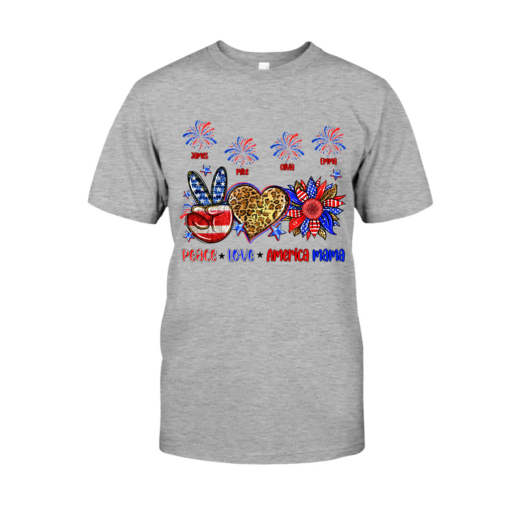 Peace Love American Nana Mama Any Title - Personalized Mother T-shirt And Hoodie