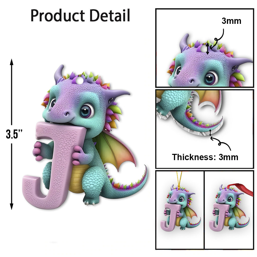 Ornement lettre dragon mignon - Ornement dragon personnalisé