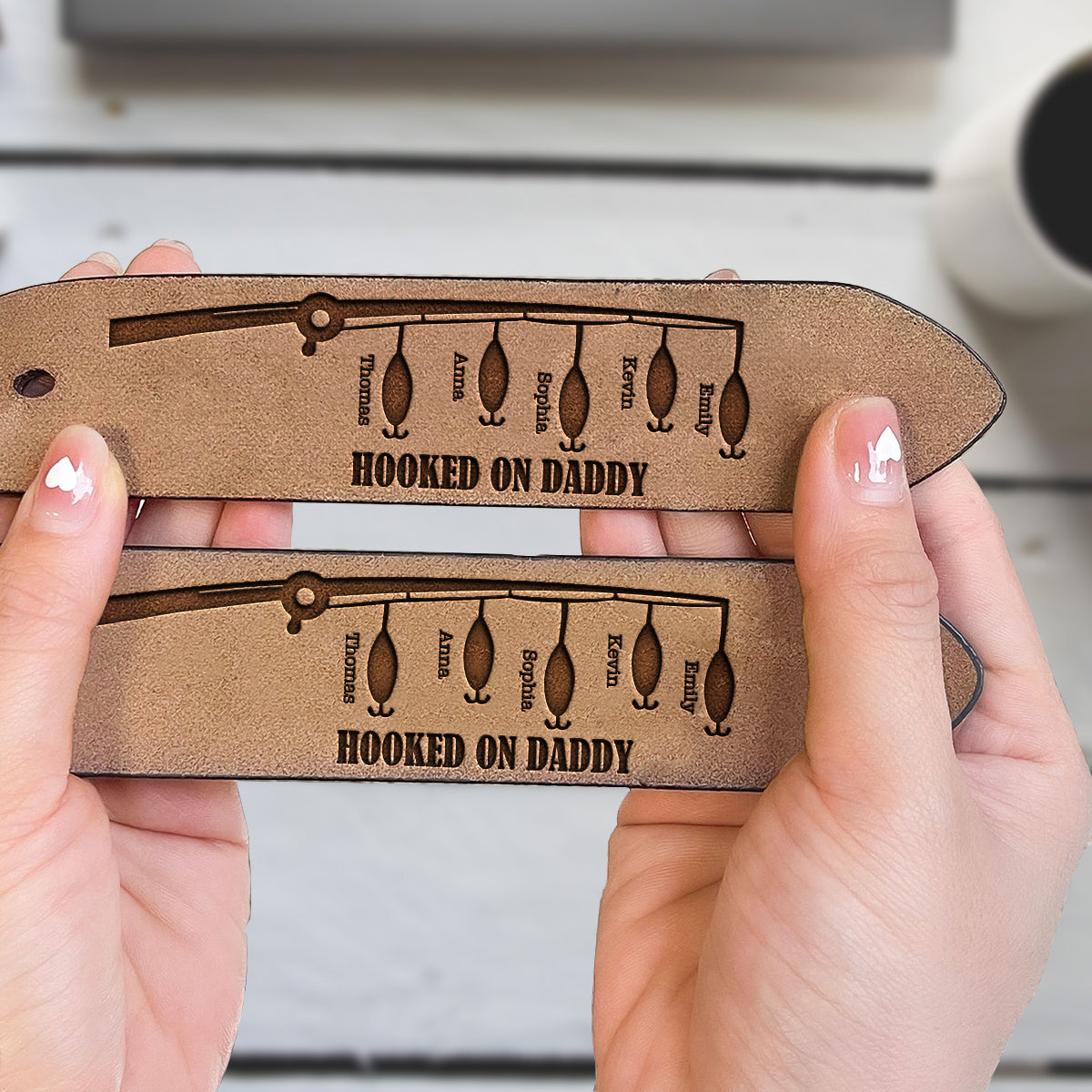 Hooked On Dad - Personalized Father Leather Belt