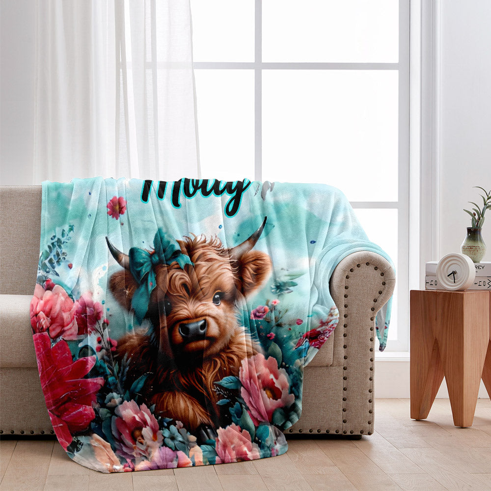 Niedliche Babykuh - Personalisierte Decke