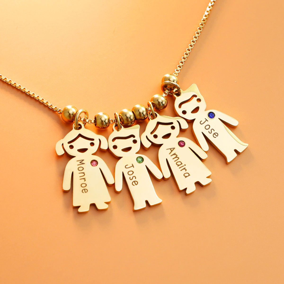 Necklace With Kids Charms Custom Birthstone - Personalized Mother Necklace With Kids Charms