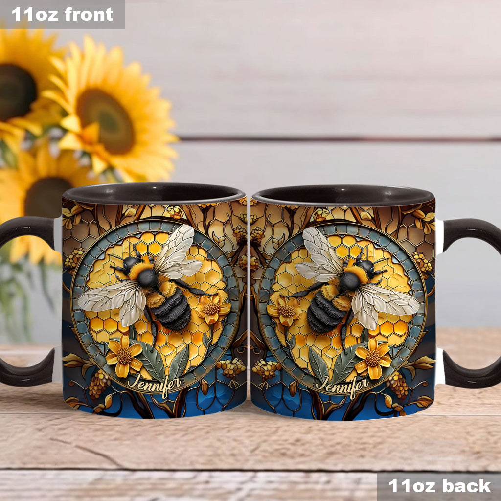 Mug personnalisé motif abeille - Nid d'abeille