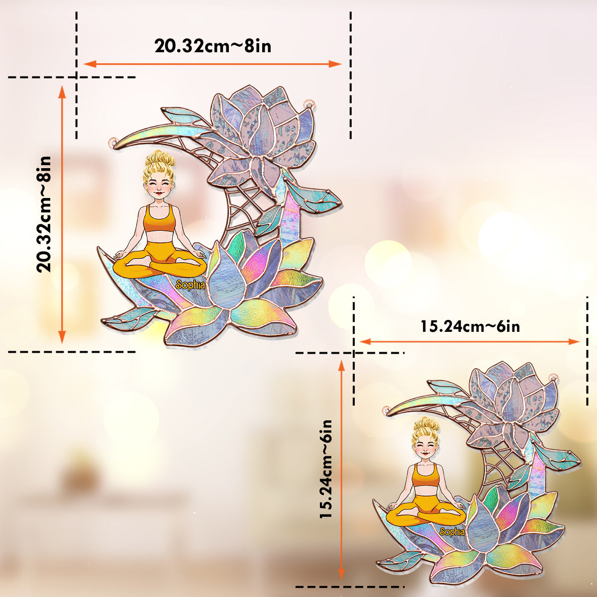 Attrape-soleil personnalisé à suspendre à une fenêtre, motif « Yoga Girl On Lotus Moon » 