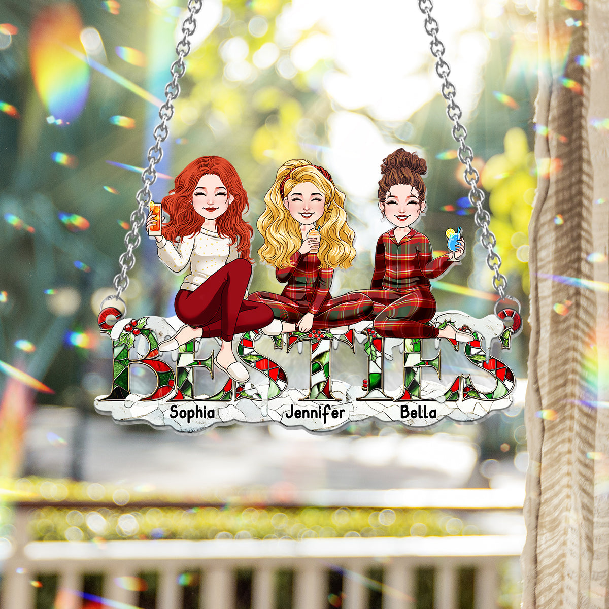 Besties Forever - Personalized Bestie Window Hanging Suncatcher Ornament