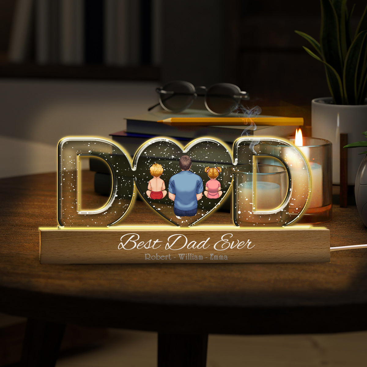 Best Dad Ever - Personalized Father Custom LED Night Light