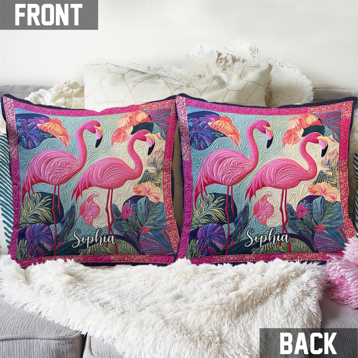 Wunderschöner Flamingo – personalisiertes Flamingo-Kissen