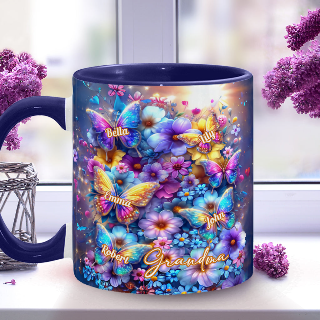 Love Being Called Grandma Colorful Butterfly - Personalized Grandma Accent Mug