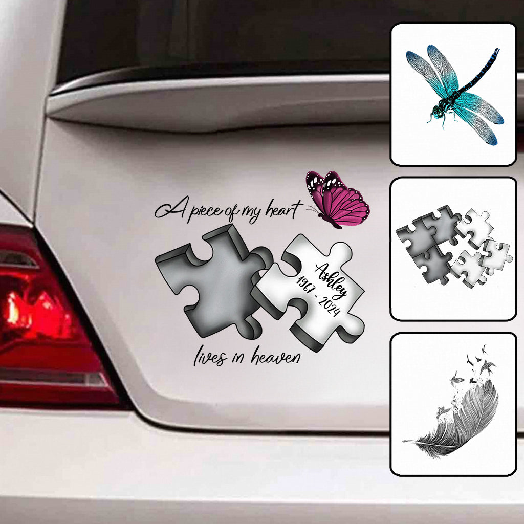 Memorial Butterfly Dragonfly Heaven Feather - Personalized Memorial Decal Full