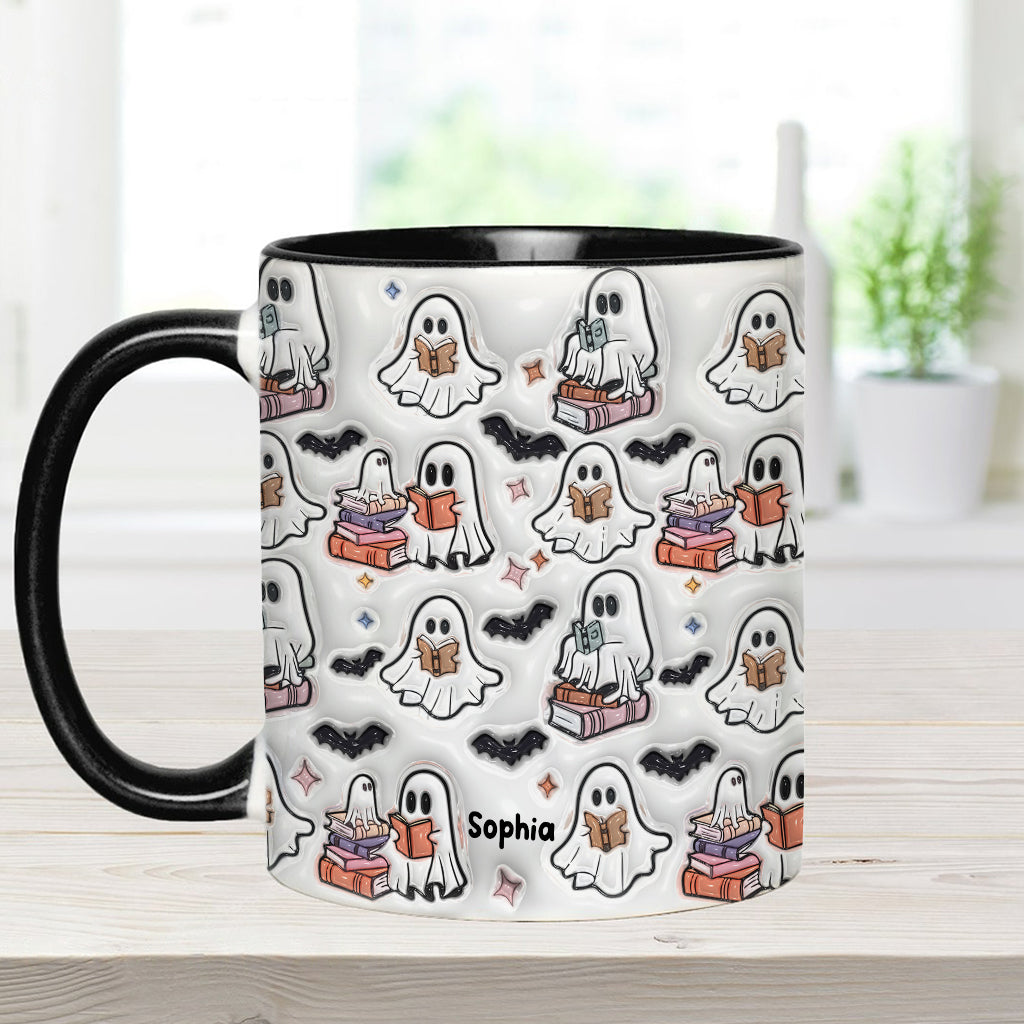Cute Ghost Reading Booooks - Personalized Book Accent Mug