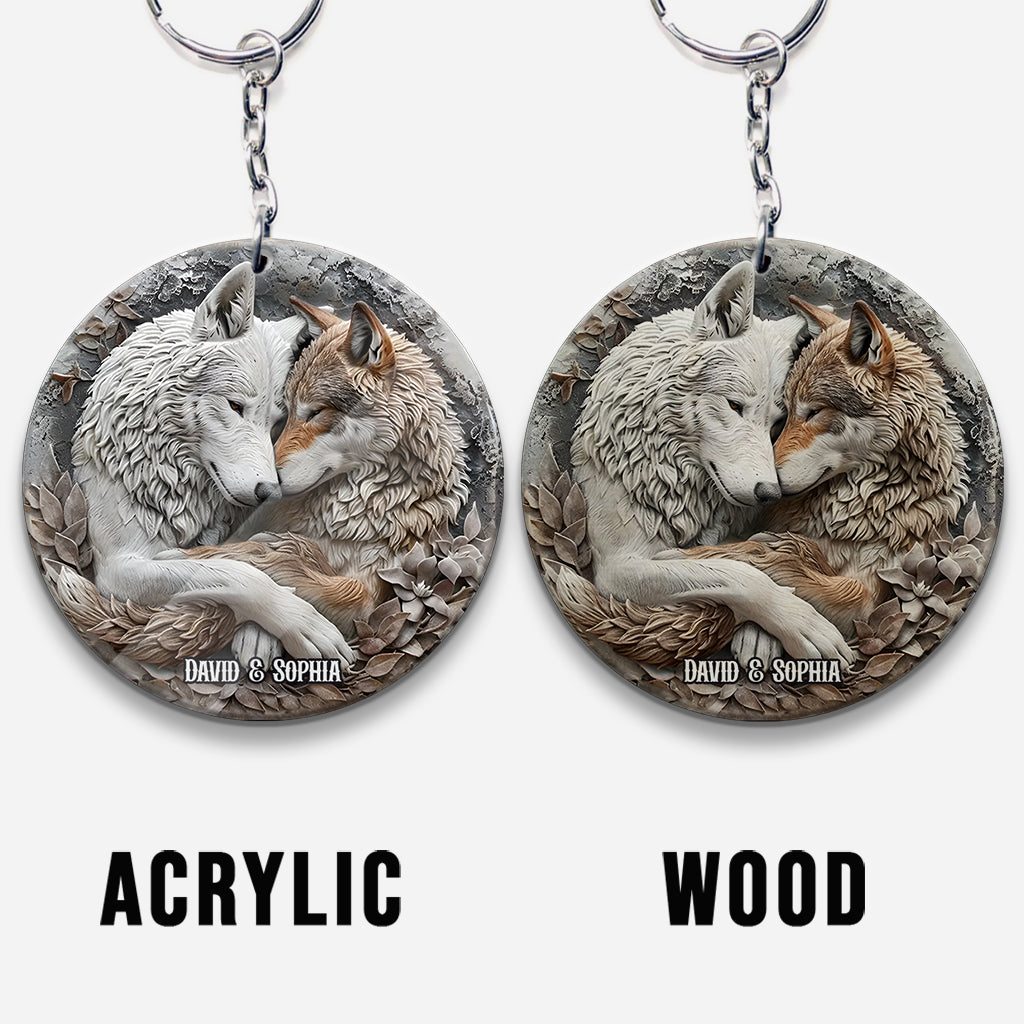 Wolfspaar – Personalisierter Wolfs-Schlüsselanhänger
