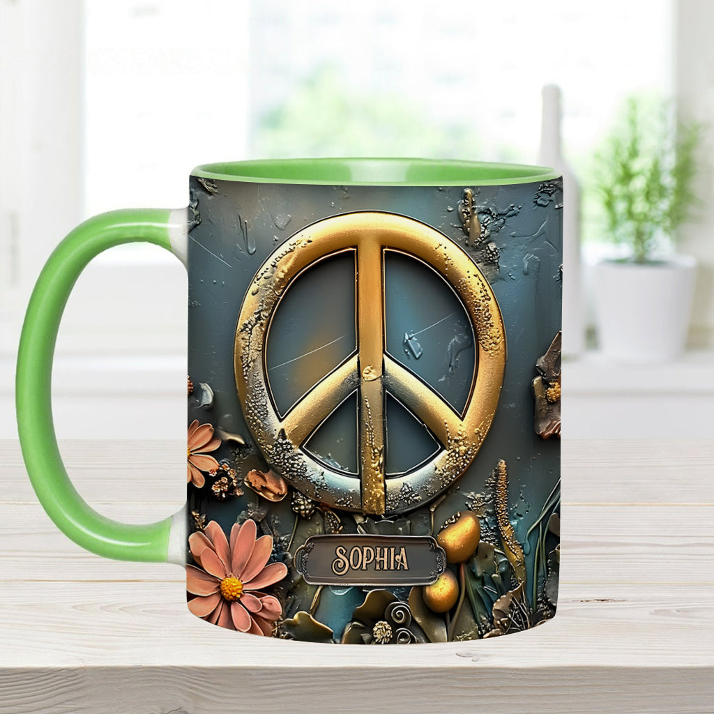 Paix, amour et bonheur - Mug personnalisé style hippie