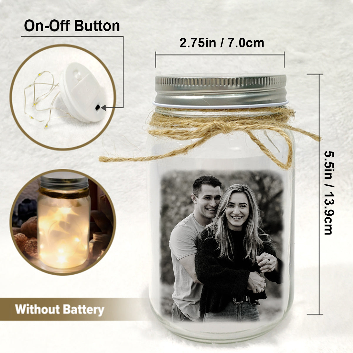 Keep The Light On - Personalized Memorial Mason Jar Light
