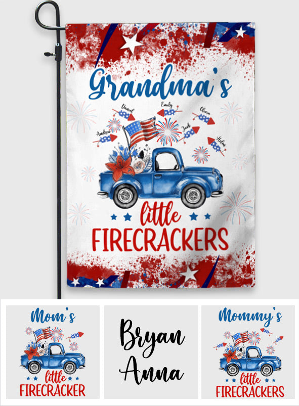 Nana's Little Firecracker - Personalized Grandma Garden Flag