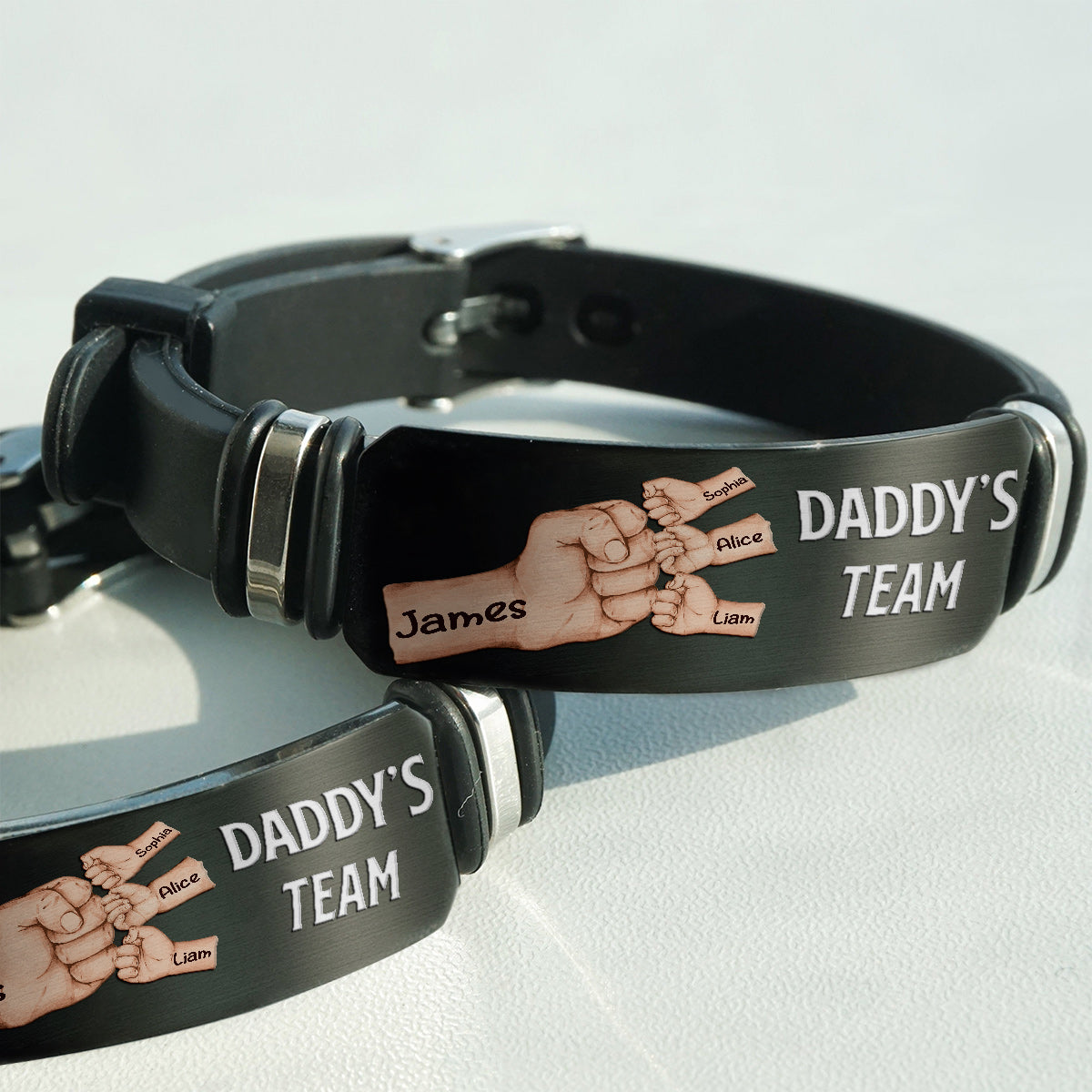 Daddy's Team - Personalized Father Engraved Bracelet