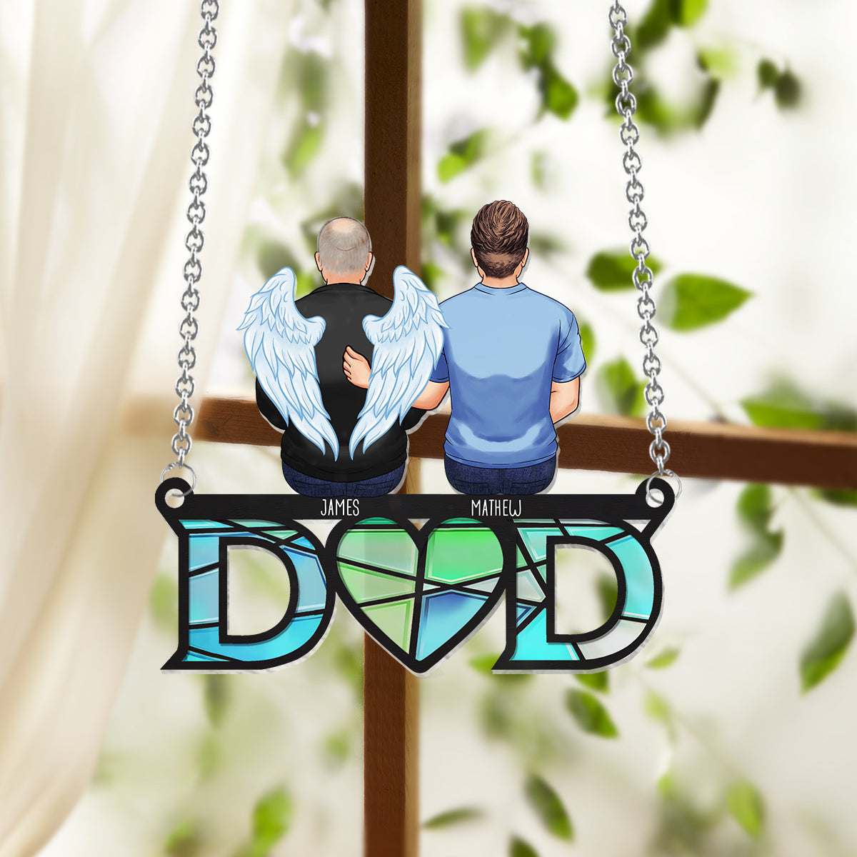 Dad We Love You - Personalized Memorial Window Hanging Suncatcher Ornament