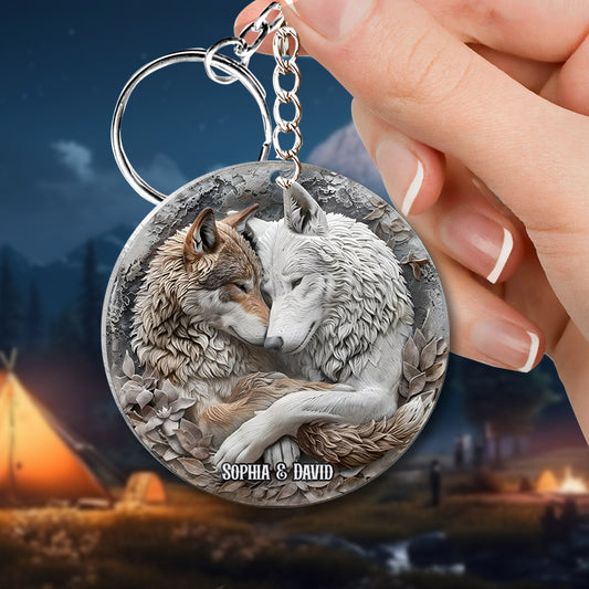 Couple de loups - Porte-clés loup personnalisé