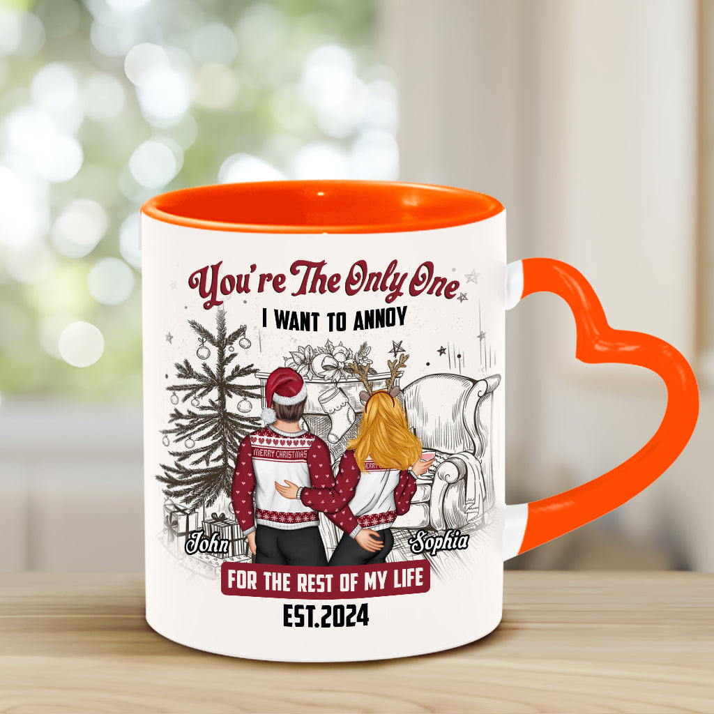 You Are The Only One I Want To Annoy - Personalized Couple Heart Handle Mug