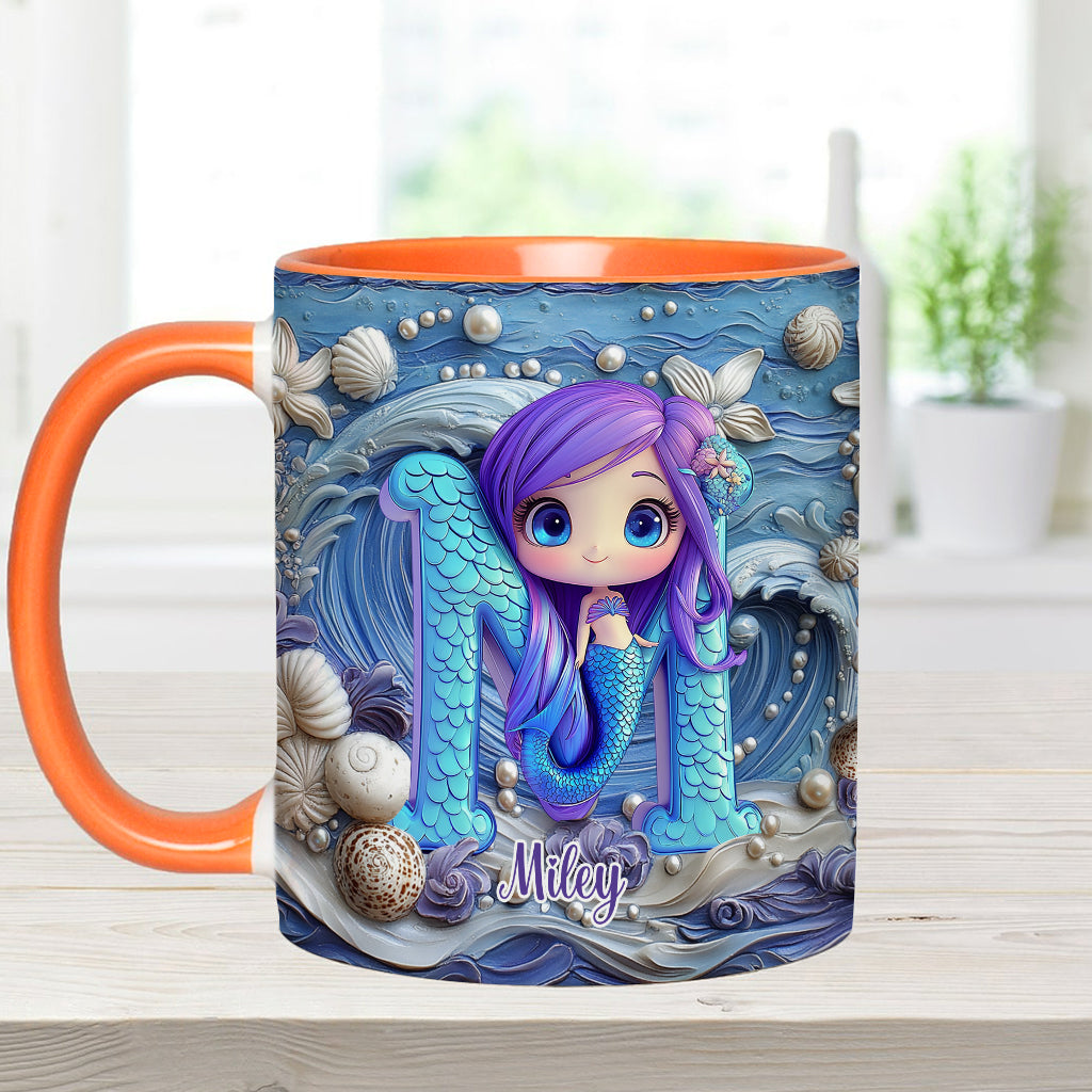 Mug personnalisé pour enfant avec une magnifique lettre sirène