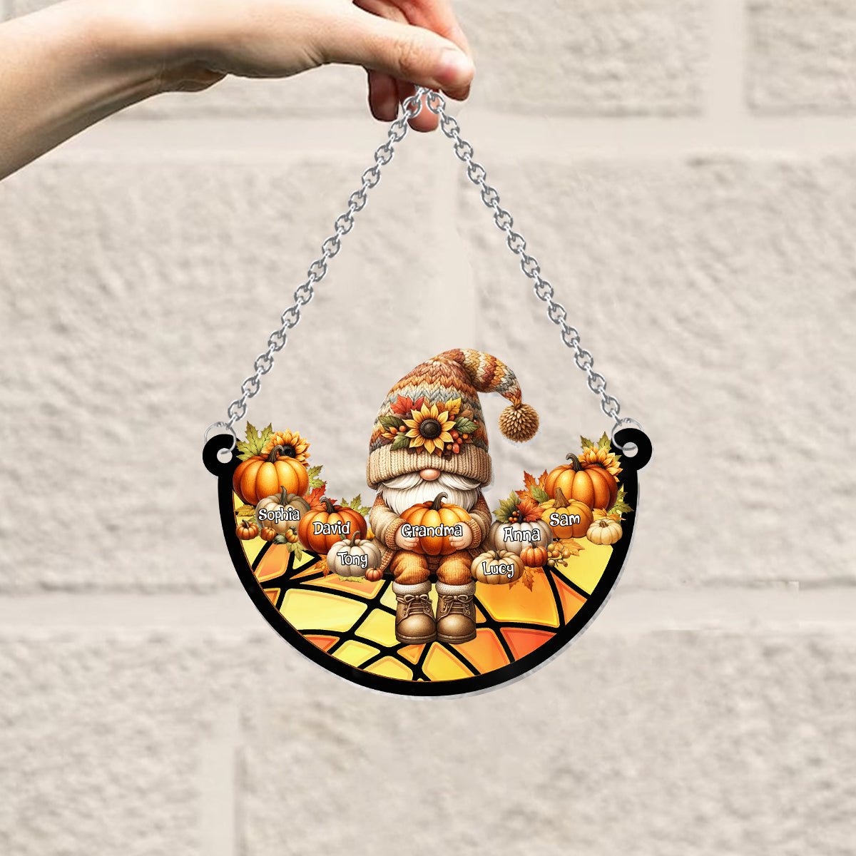 Grandma Life Fall Vibes - Personalized Grandma Window Hanging Suncatcher Ornament