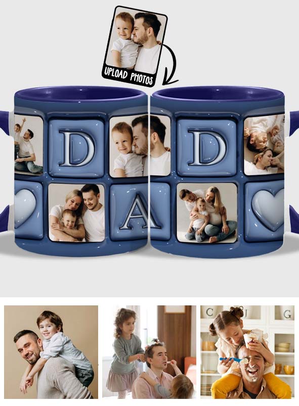 Upload Photo Father And Children - Personalized Father Accent Mug