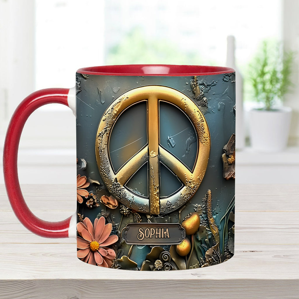 Paix, amour et bonheur - Mug personnalisé style hippie