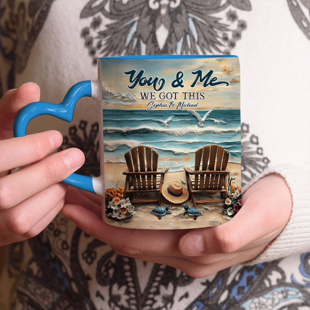 And So Together They Built A Life They Loved - Personalized Couple Heart Handle Mug