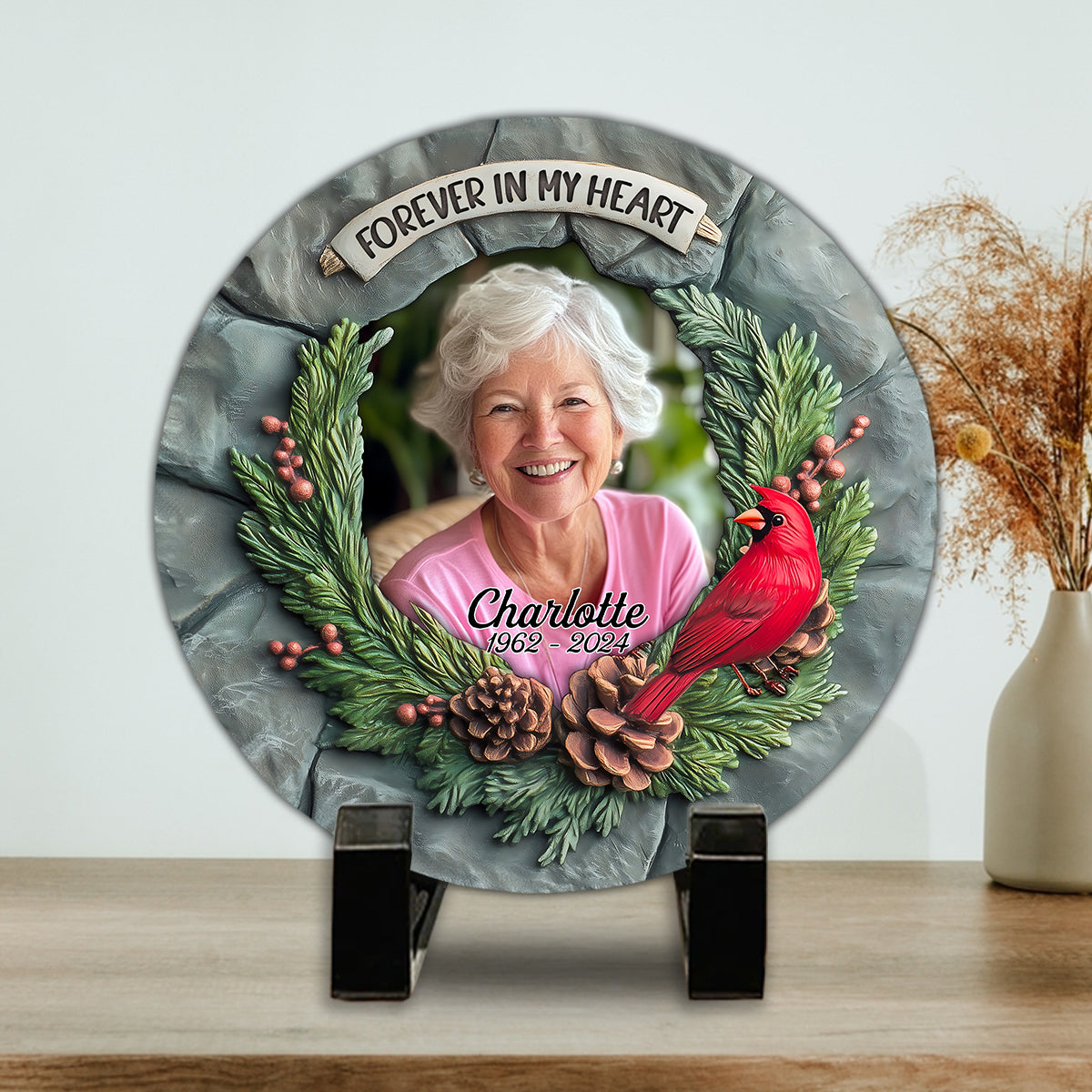 In Loving Memory - Personalized Memorial Round Shaped Stone