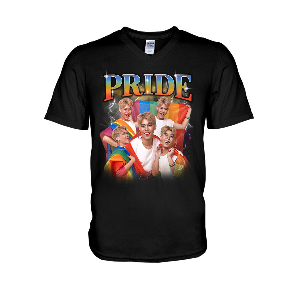 Photo personnalisée style rap bootleg Pride - T-shirt et sweat à capuche personnalisés pour soutenir la communauté LGBT